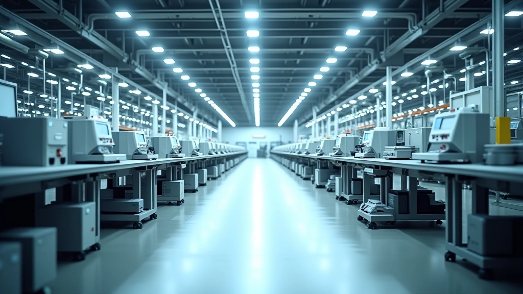 Leere Fabrikhalle oder Produktionslinie mit stillstehenden Maschinen, zeigt Stillstand und Produktionsausfälle