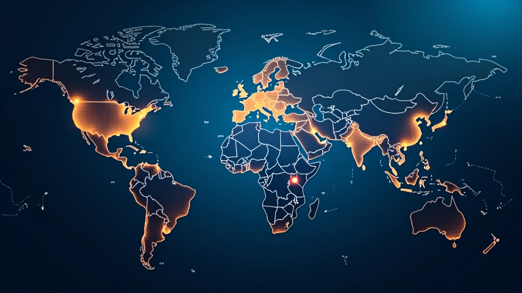 Globale Weltkarte mit Handelsrouten und Verbindungspunkten, symbolisiert internationale Lieferketten
